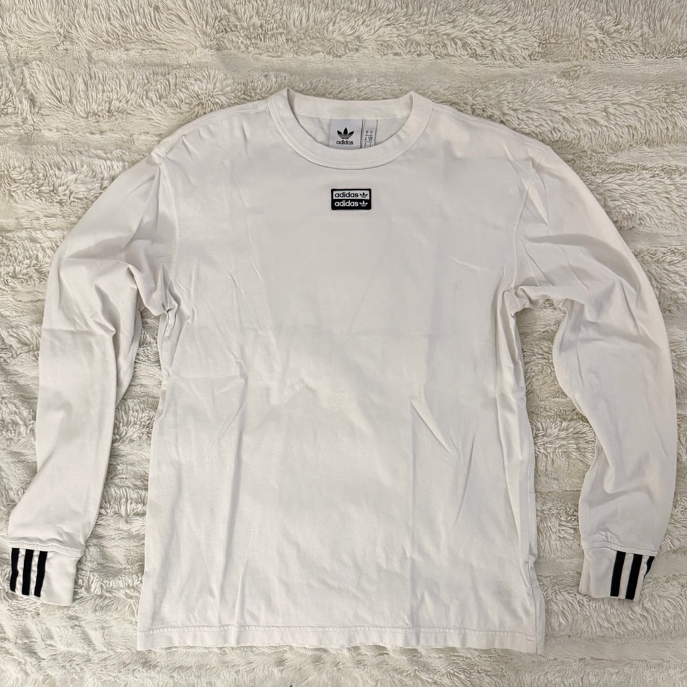 Adidas Long Sleeve Tee in White with Black Accents